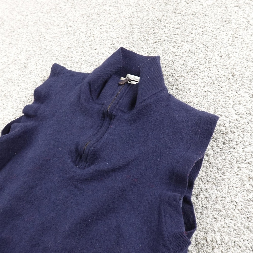Fairway Greene Vest Womens L Navy Blue Italian Merino Wool Golf Full Zip Sweater
